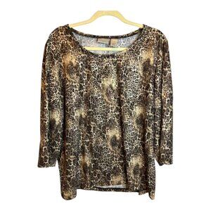 Chico's Blouse Women's Size XL Zenergy Animal Print Cheetah Chicos 3
